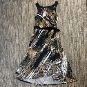 Rabbit Rabbit Rabbit Designs Animal Print Sleeveless Midi Dress Black  Belted 10
